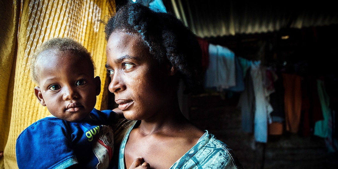 Women holding child