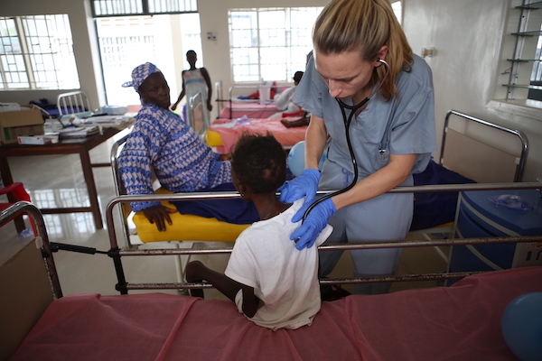 Doctor examining a patient