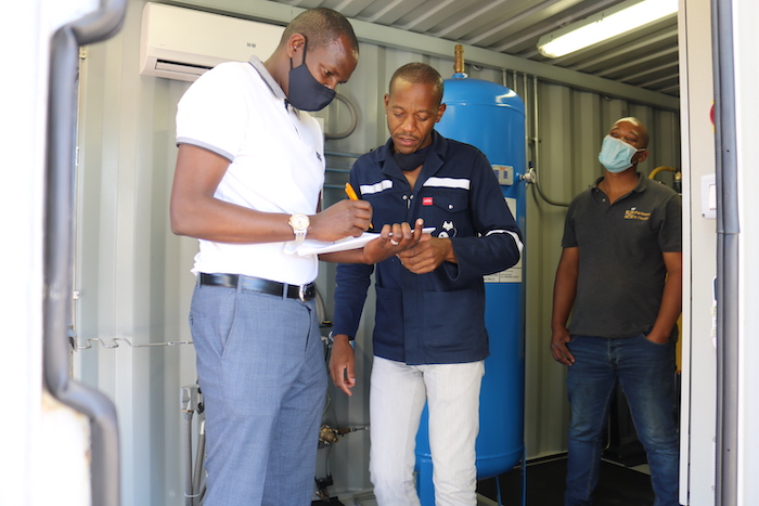 Workers getting set with the oxygen plants