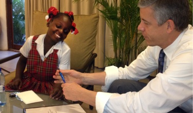 U.S. Secretary of Education Arne Duncan Meets 'Girl Rising' Star in Haiti