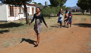 expectant mothers walking at Lesotho health center