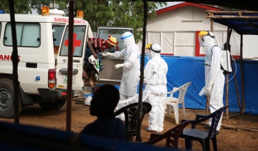 triage area of Ebola treatment unit in Sierra Leone