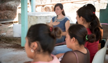 guided meditation practice at clinic in rural Chiapas, Mexico