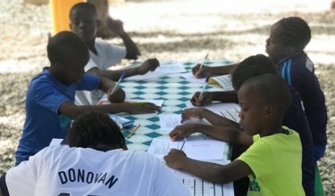 Students prepare for the school year in Haiti.