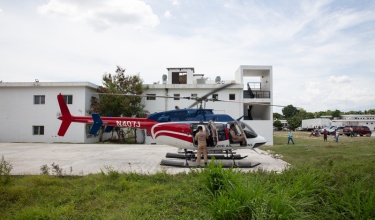 ambulance arrives at HUM in Haiti