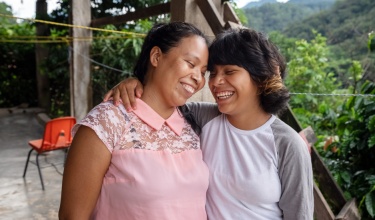 Ariadna Mejía stands with her mother, Ángela Velasco, at their home in Plan de la Libertad in Chiapas, Mexico.