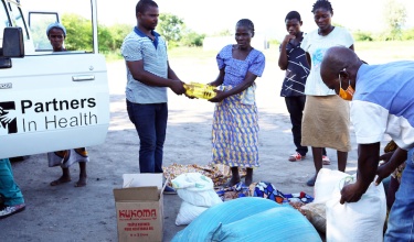 Cyclone Ana victims receive relief items in Neno District, Malawi.