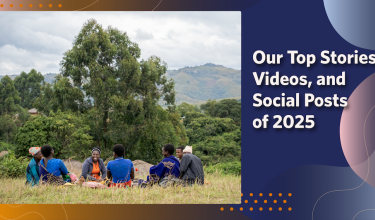 a graphic background with the text "our top stories, videos, and social posts of 2025"